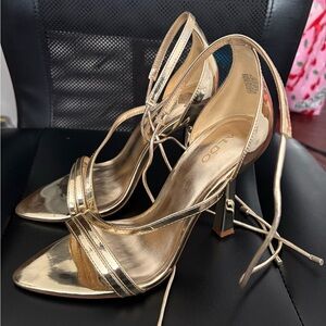 Aldo Metallic Gold Strappy Heels